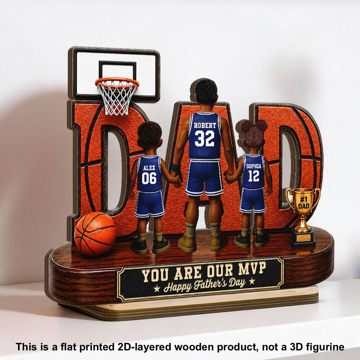 Basketball Dad Legend You Are Our MVP - Personalized 2-Layered Wooden Plaque - Unique Gift, Birthday Gift For Dad, Husband, Basketball Fans
