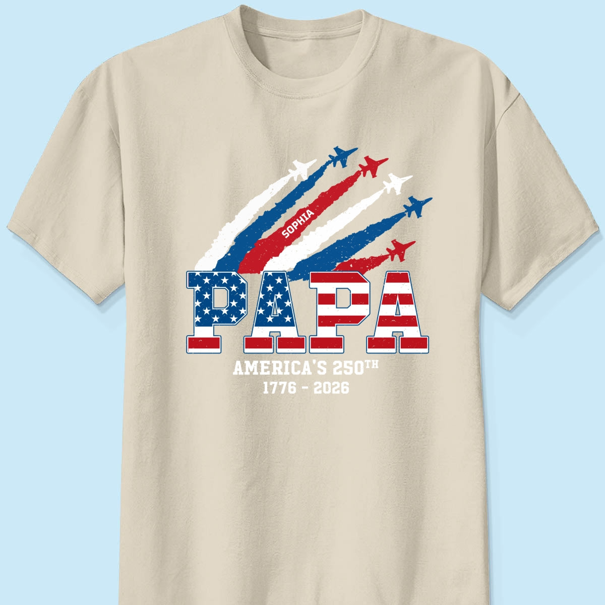Proud Dad Grandpa Grandma Nation Flag American 250th Anniversary - Personalized Shirt - Matching Patriotic Shirt For Grandpa, Grandma, 250 Years Of Freedom Celebration