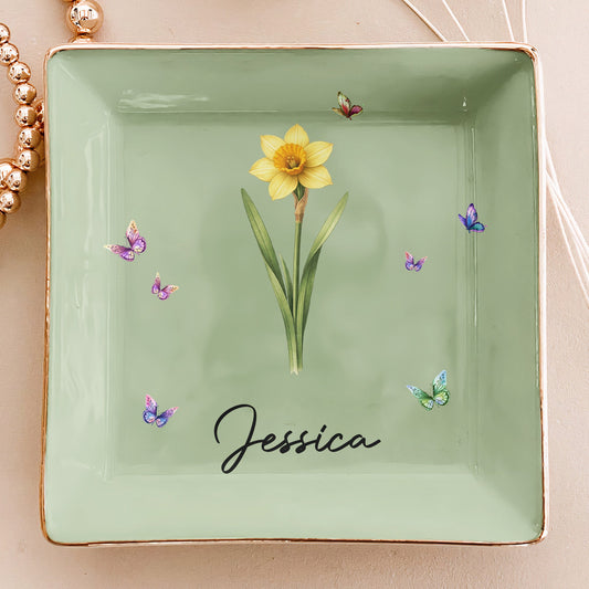 365 Birth Flower Self Gift - Personalized Jewelry Dish