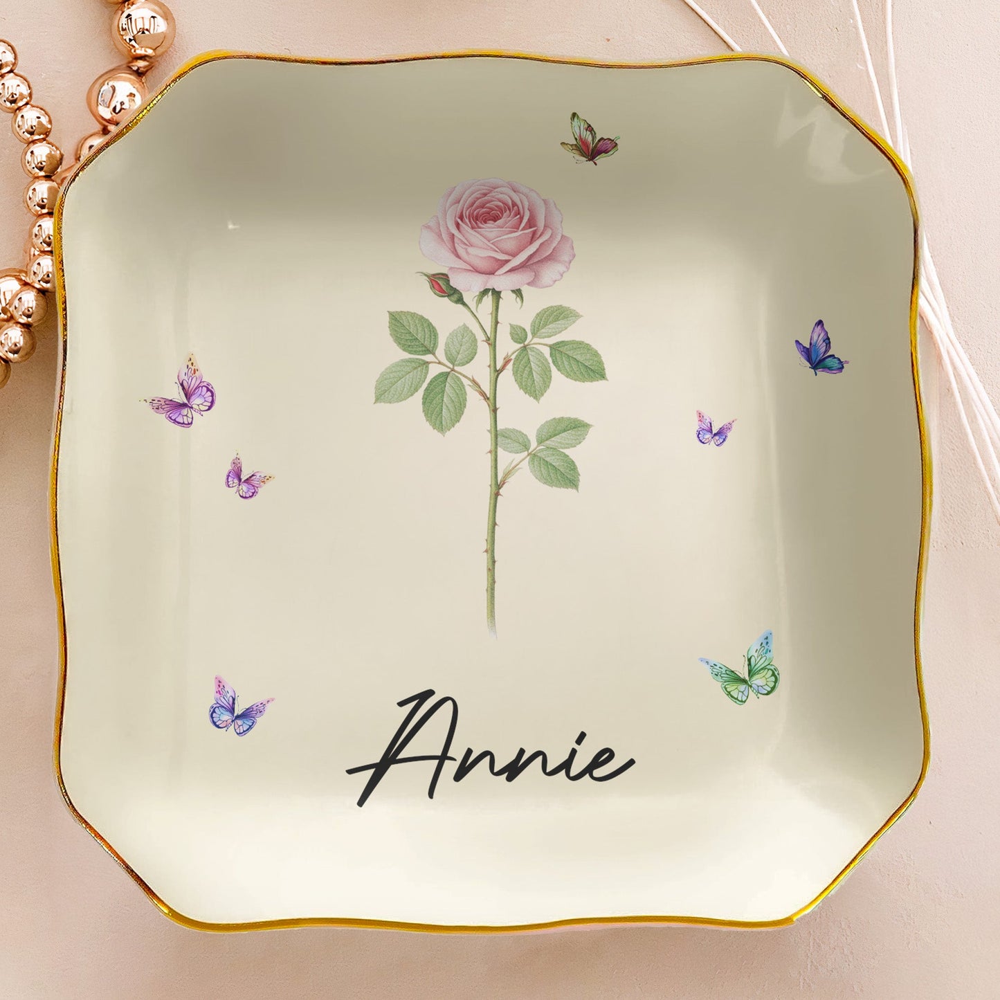 365 Birth Flower Self Gift - Personalized Jewelry Dish