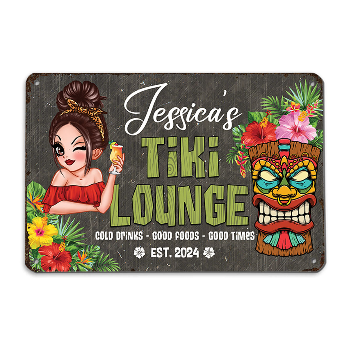 Welcome To Tiki Lounge Personalized Metal Sign