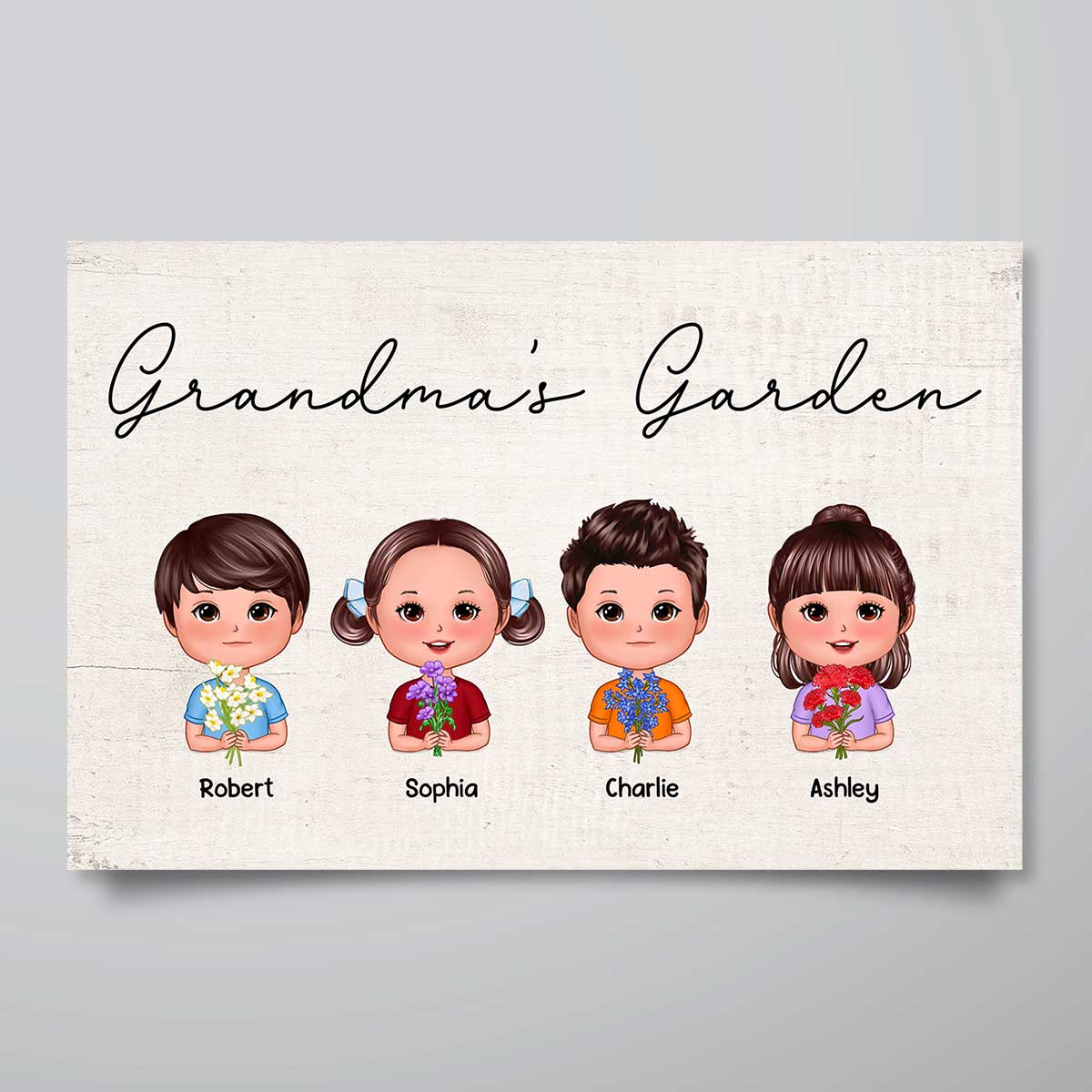 Grandkids Birth Month Flower Grandma's Garden Personalized Poster
