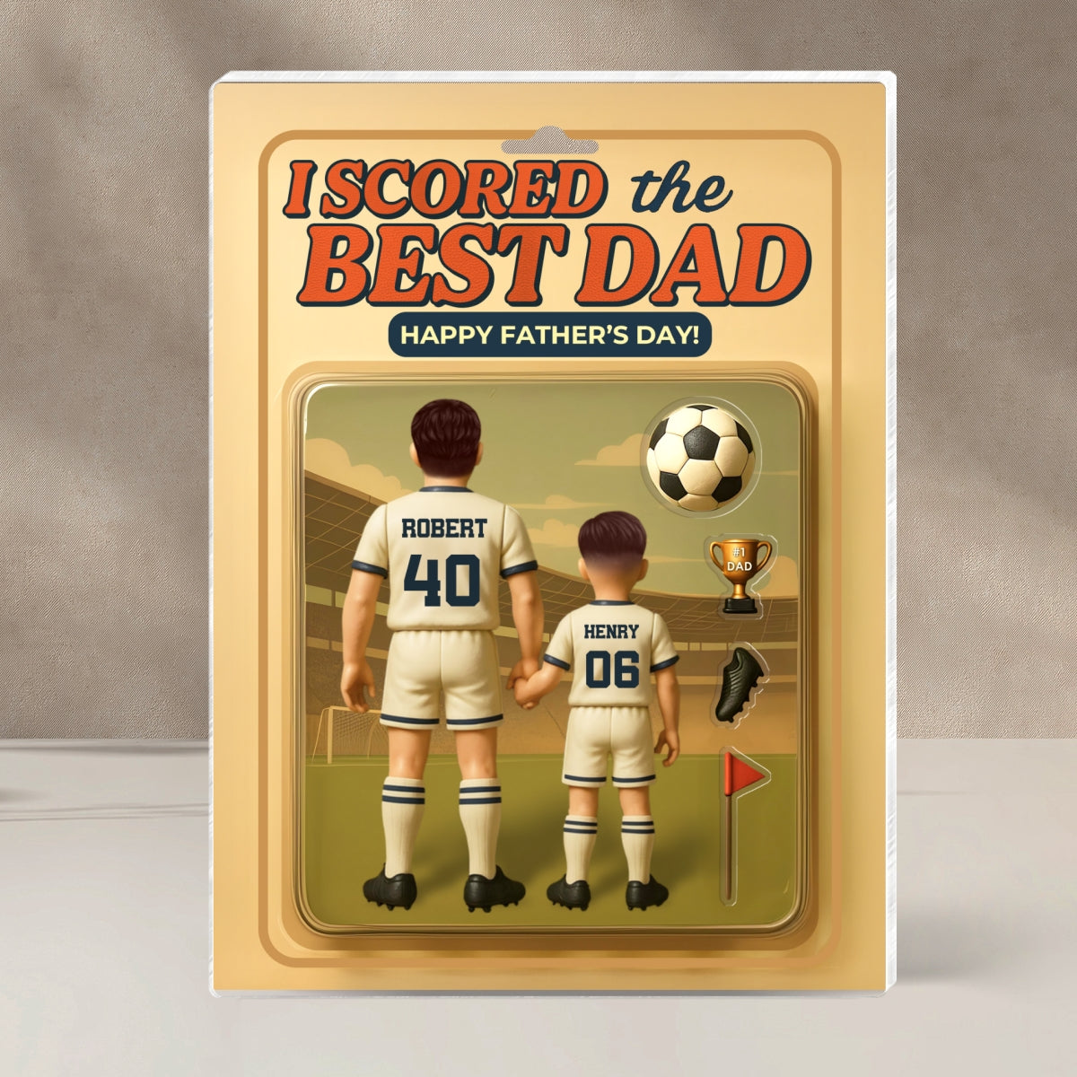 I Scored The Best Dad Soccer Custom Figure Personalized Acrylic Block Plaque,  Gift for Dad, Gift for Husband