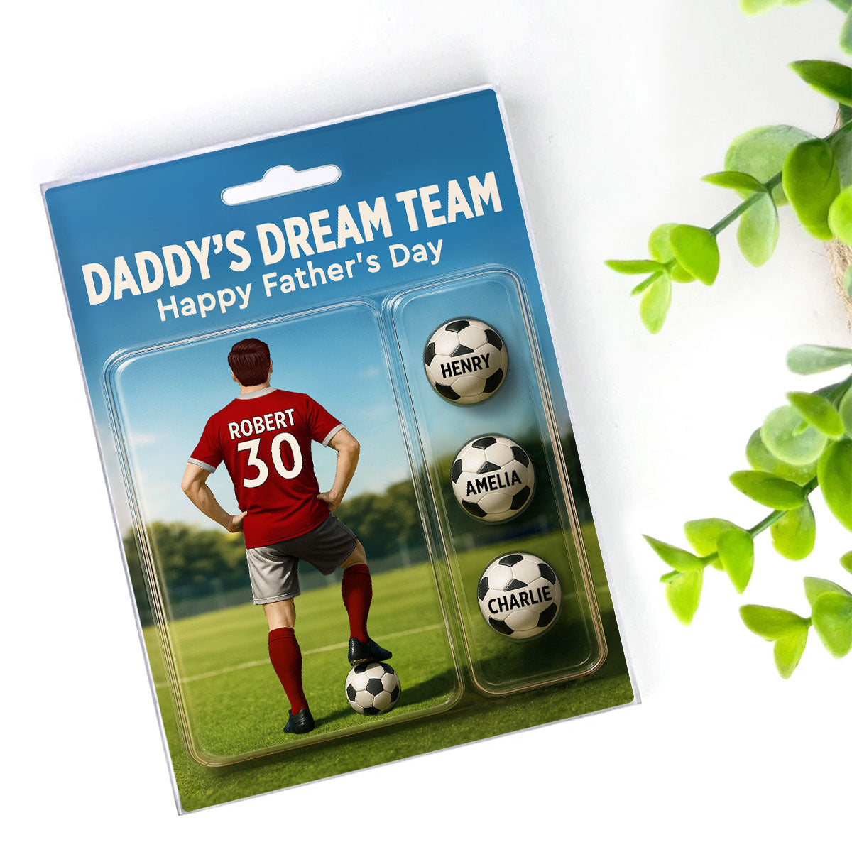 Daddy's Dream Team Soccer With Kids' Names Custom Figure Personalized Acrylic Block Plaque, Perfect  Gift for Him, for Husband, for Dad, for Soccer Lover