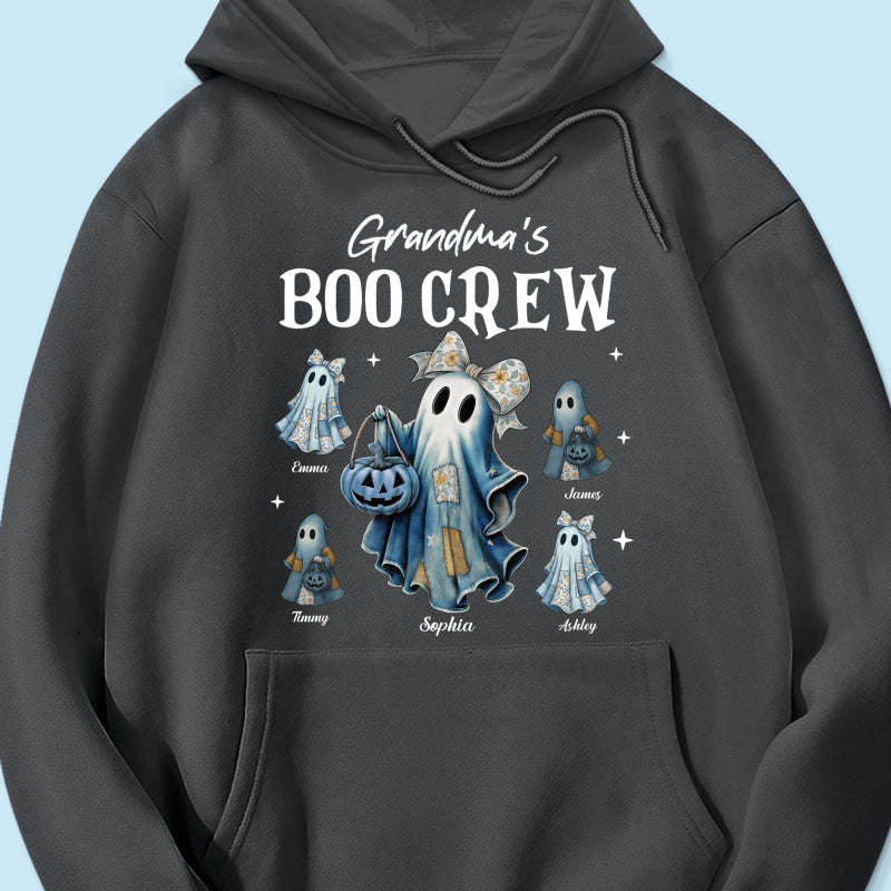 Grandma's Boo Crew Retro Patchwork Style Personalized Halloween Shirt