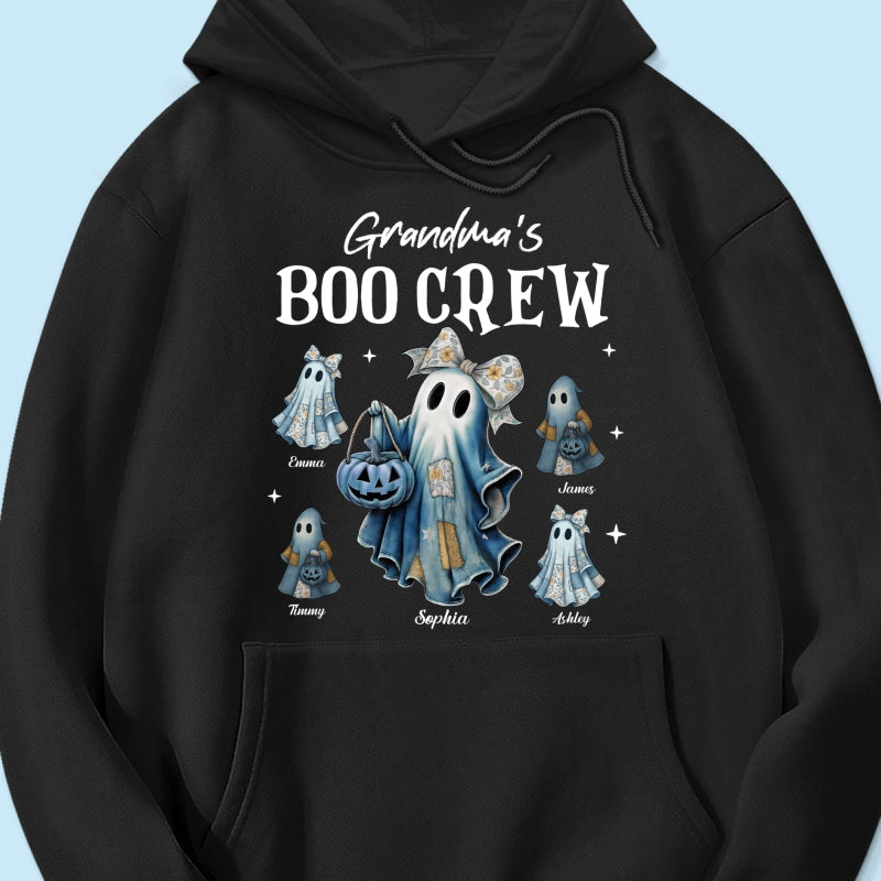 Grandma's Boo Crew Retro Patchwork Style Personalized Halloween Shirt