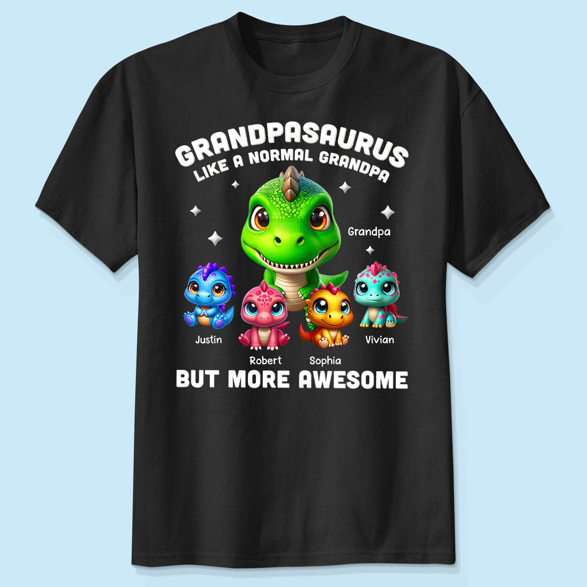 Daddysaurus Grandpasaurus 3D Dinosaurs Personalized Shirt, Father's Day Gift For Dad, For Grandpa
