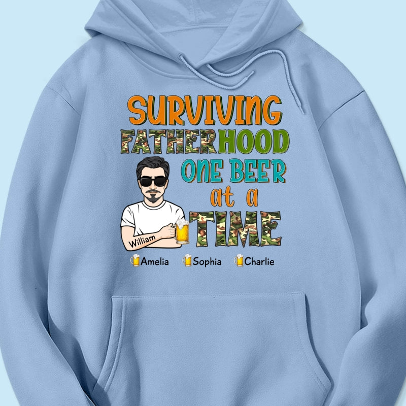 Surviving Fatherhood One Beer At A Time Gift for Dad Personalized Shirt
