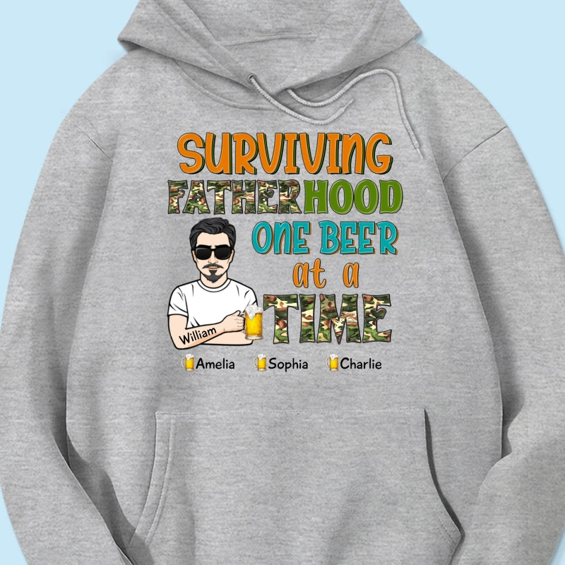 Surviving Fatherhood One Beer At A Time Gift for Dad Personalized Shirt