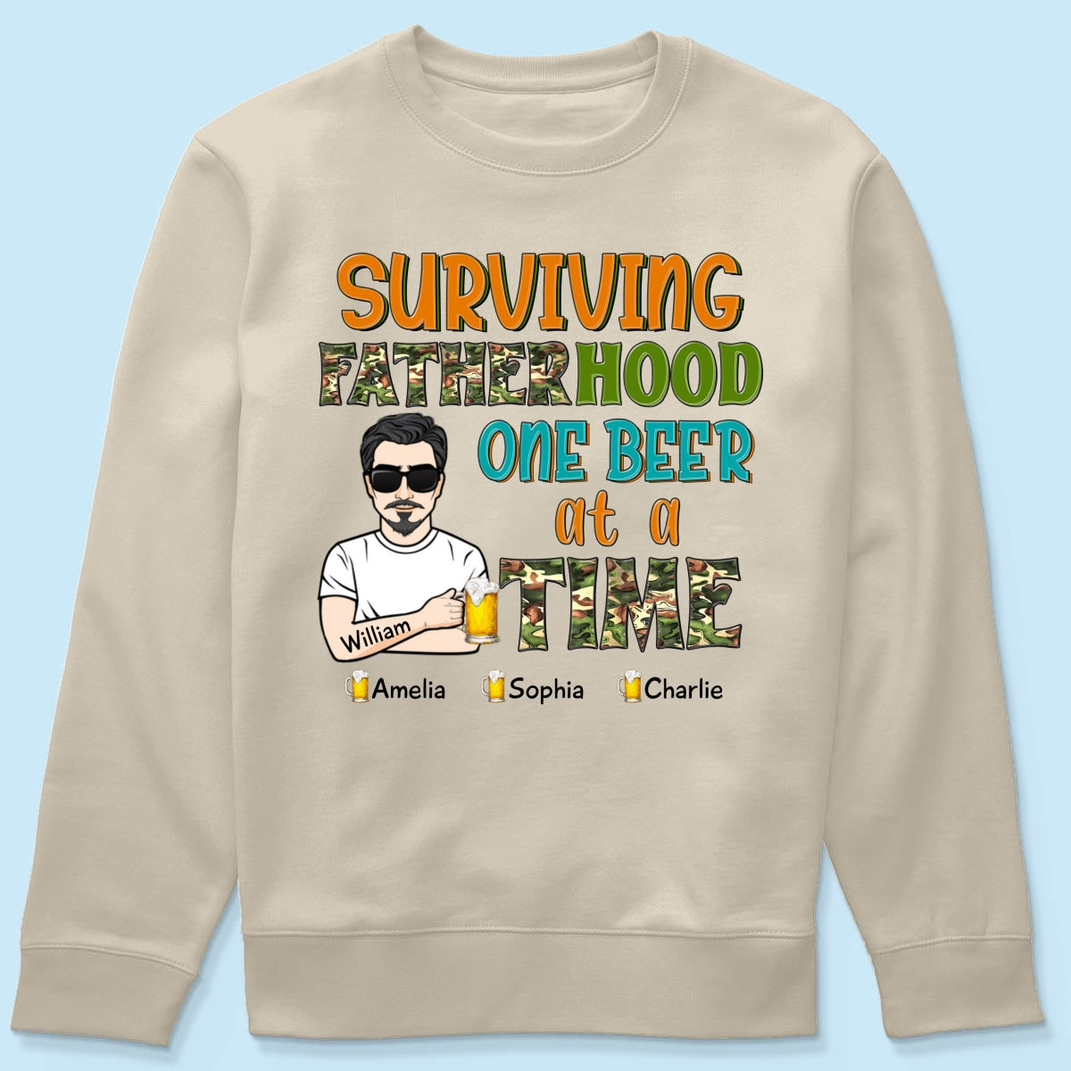 Surviving Fatherhood One Beer At A Time Gift for Dad Personalized Shirt
