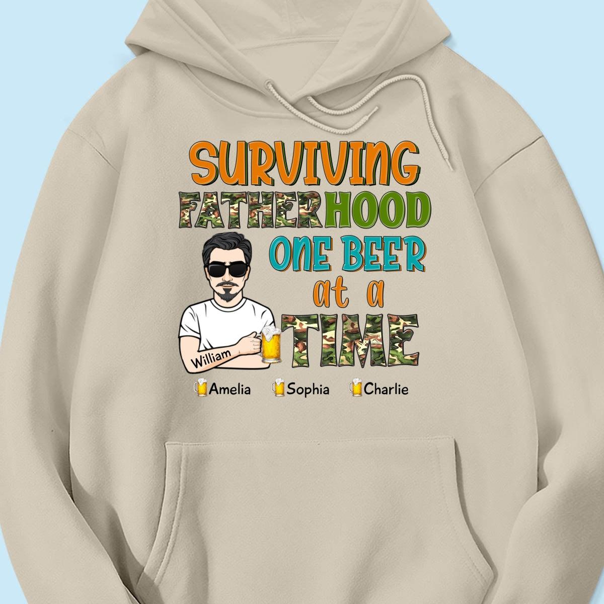 Surviving Fatherhood One Beer At A Time Gift for Dad Personalized Shirt