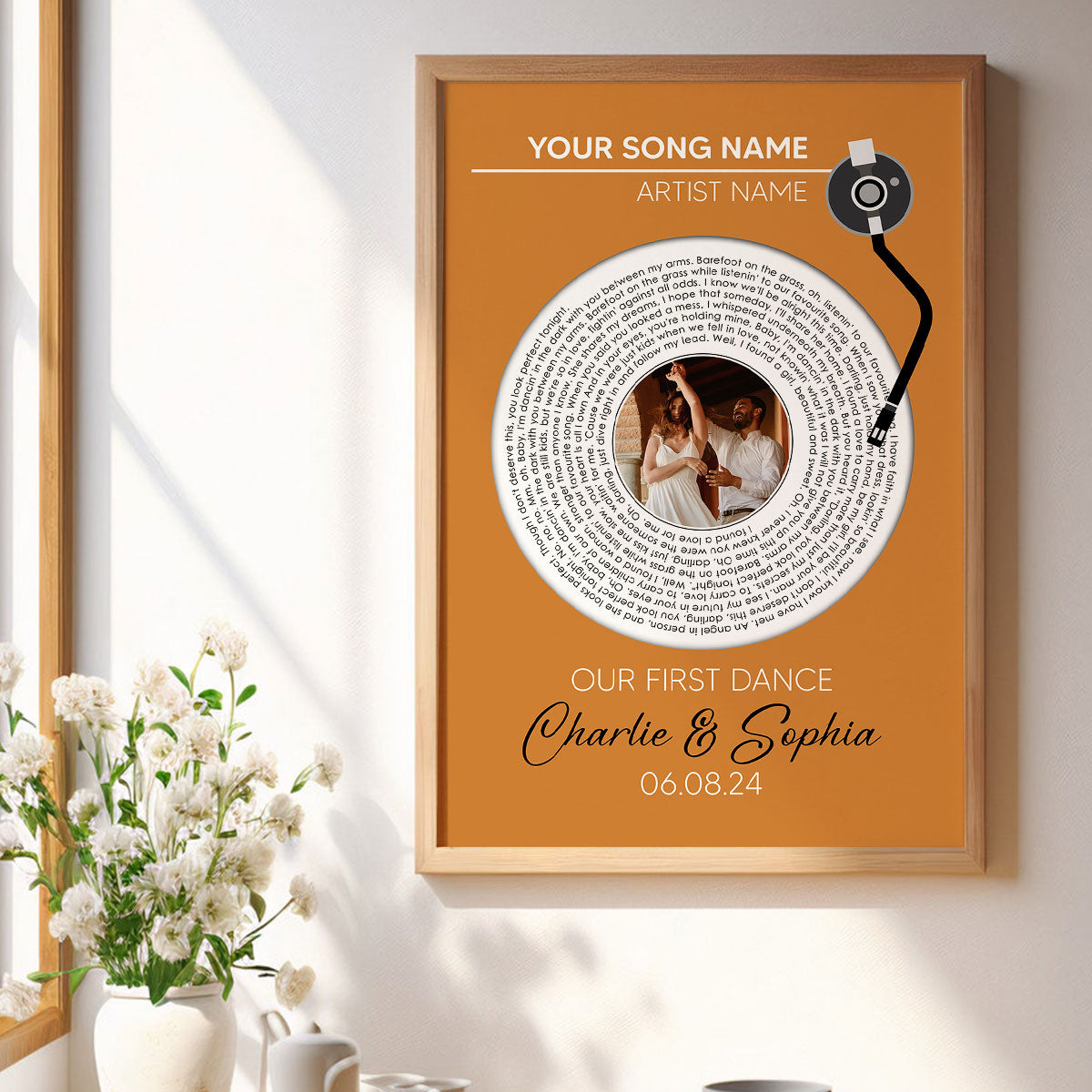 Upload Photo Custom Vinyl Lyrics Personalized Poster, Music Gift, Wedding Song Dance, Anniversary  Gift For Him, For Her, For The Couple