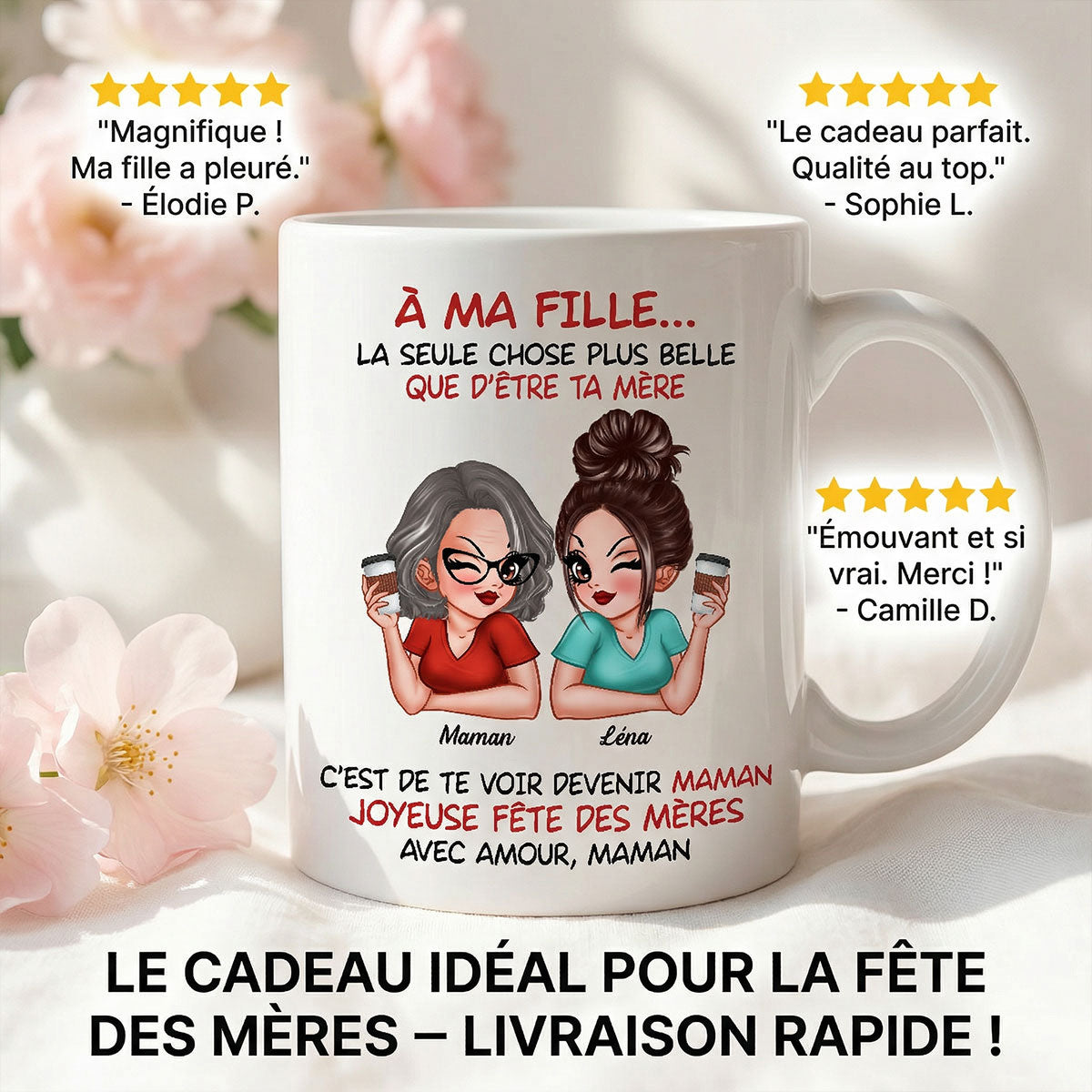 ma fille – Te voir tre maman – Mug personnalis – Cadeau de Fte des Mres pour ma fille