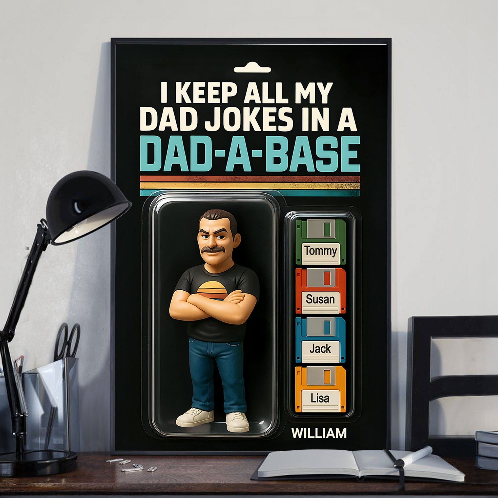 I Keep All My Dad Jokes in a Dad-a-base Custom Action Figure Personalized Poster, Funny Father's Day Gift for Dad