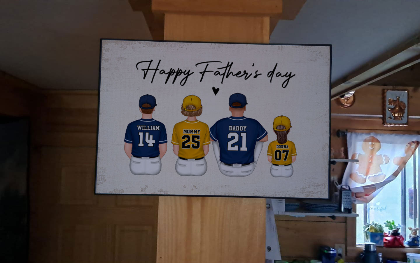 Grandpa's Team Baseball Family Sitting Personalized Poster, Father's Day Gift For Grandpa, Dad, Husband