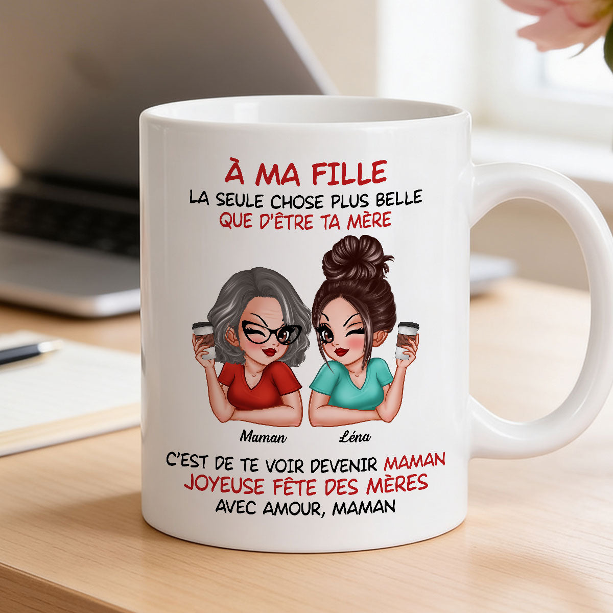 ma fille – Te voir tre maman – Mug personnalis – Cadeau de Fte des Mres pour ma fille
