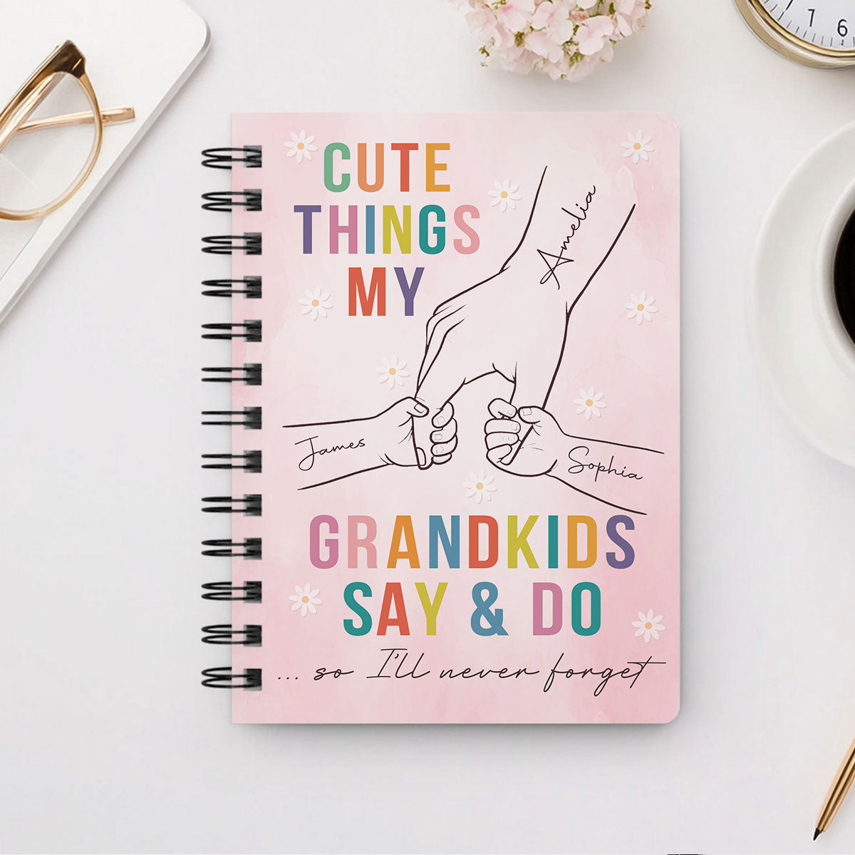 Cutest Things My Grandkids Say & Do Personalized Spiral Notebook Journal, Memory Book