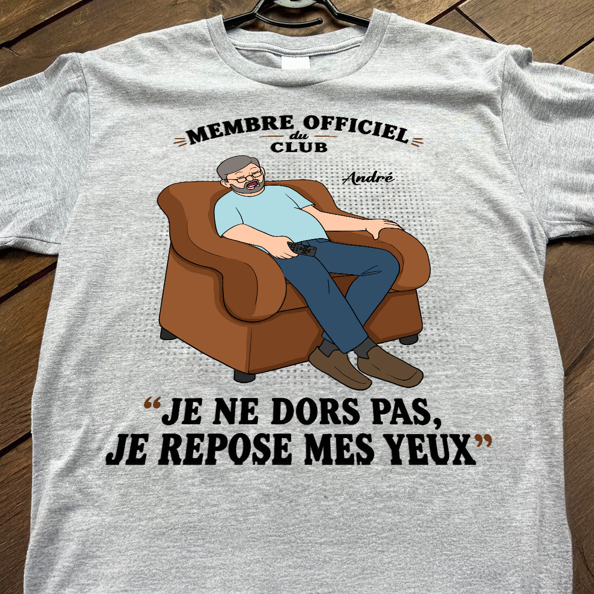 Membre du Club ""Je ne dors pas, je repose mes yeux"" – T-shirt Personnalis – Cadeau Rigolo fte des pres pour Papa & Papy