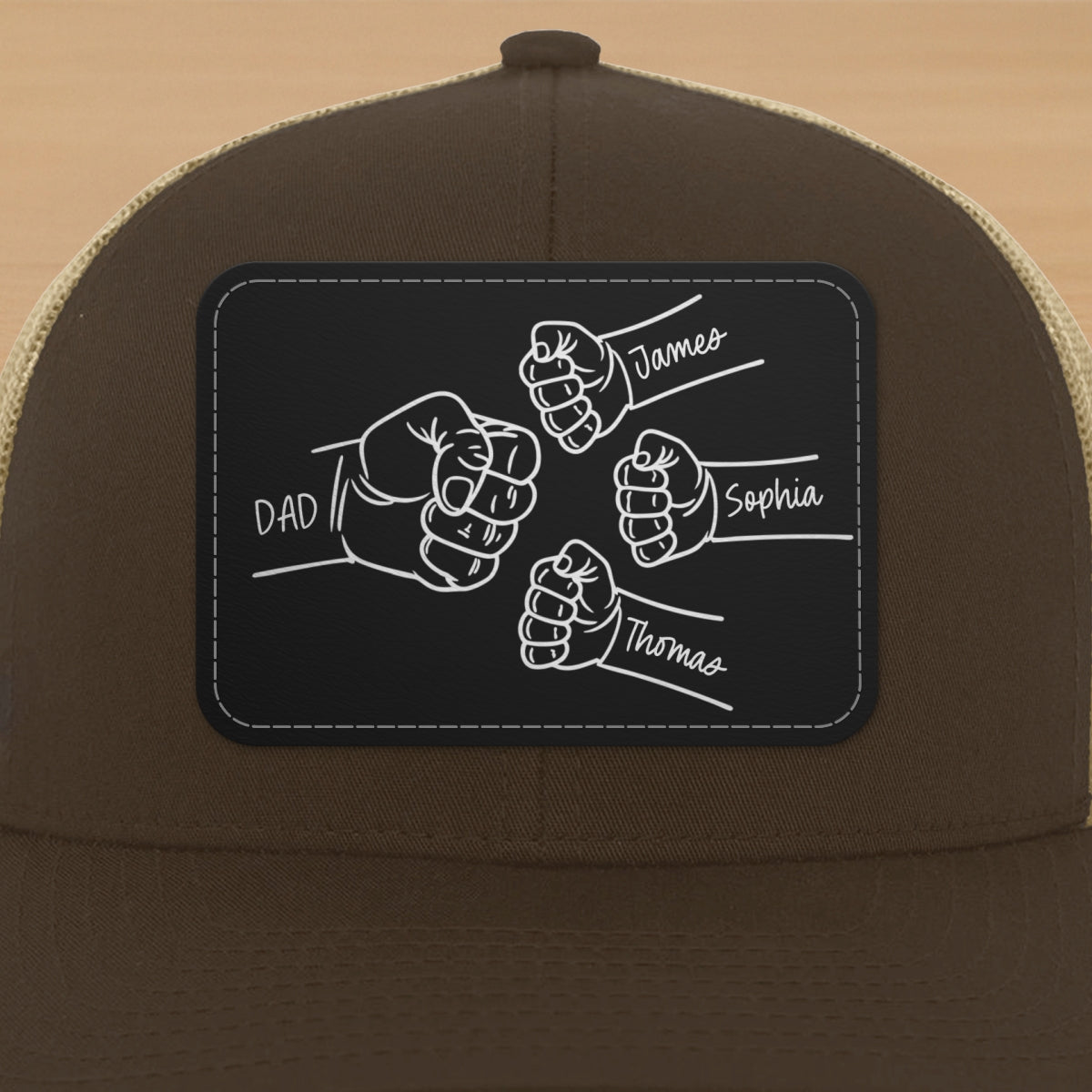 Dad Fist Bump Outline Personalized Leather Patch Hat