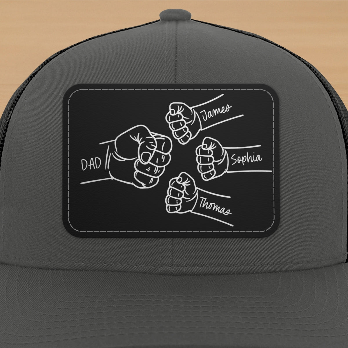 Dad Fist Bump Outline Personalized Leather Patch Hat