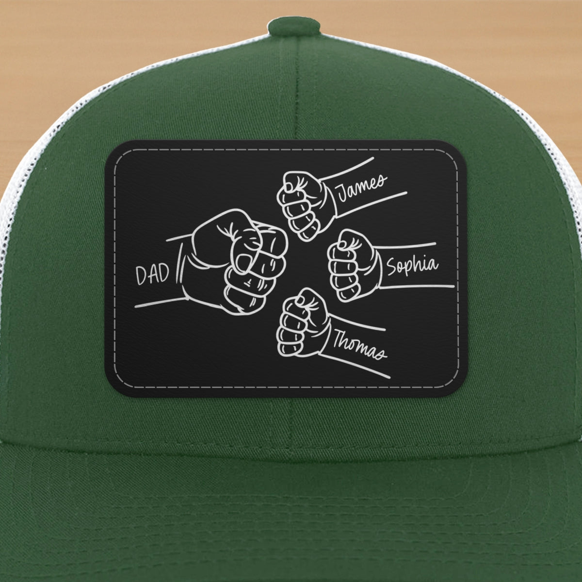 Dad Fist Bump Outline Personalized Leather Patch Hat