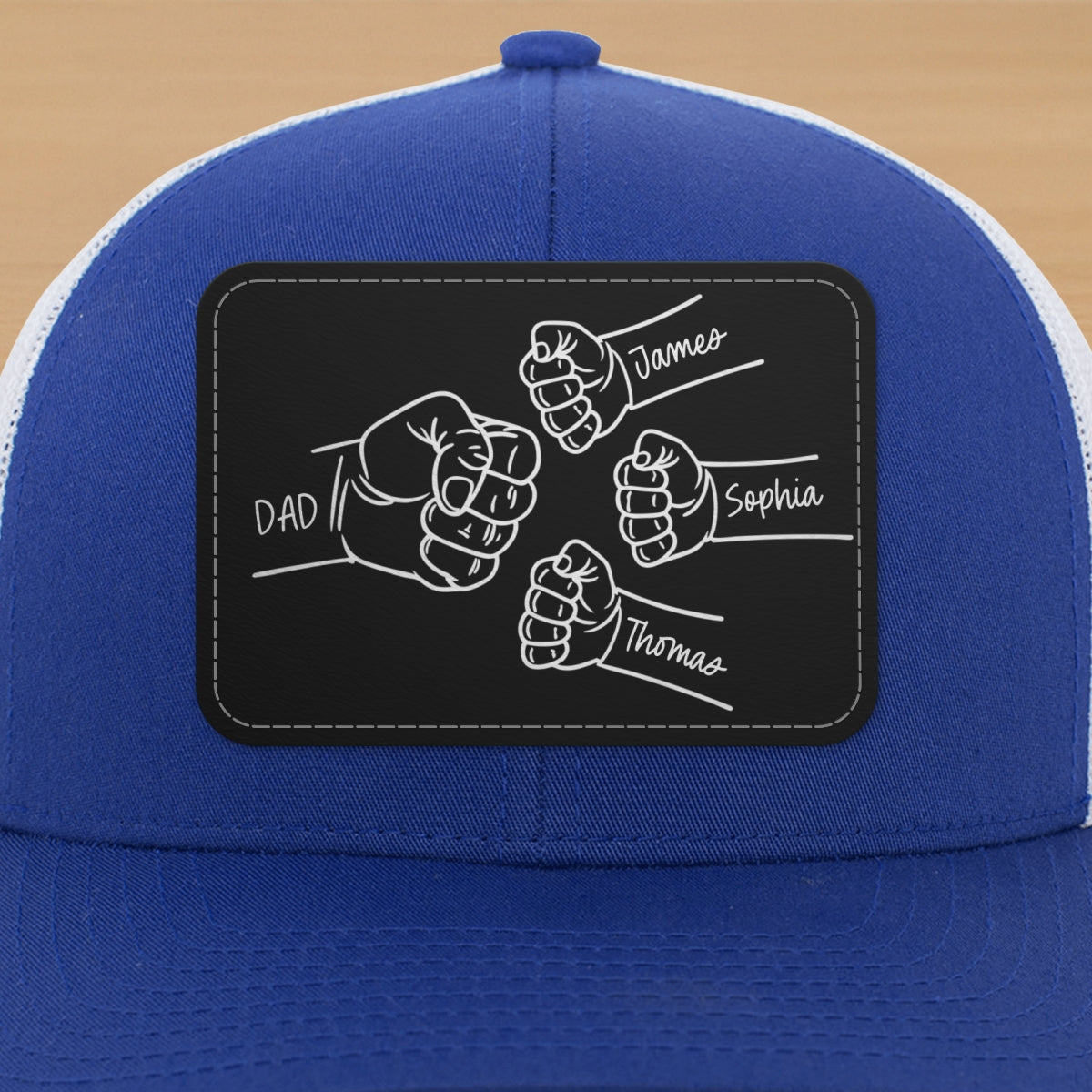 Dad Fist Bump Outline Personalized Leather Patch Hat
