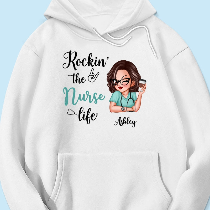 Rockin‘ The Nurse Life Personalized Shirt, Cool Gift For Nurse