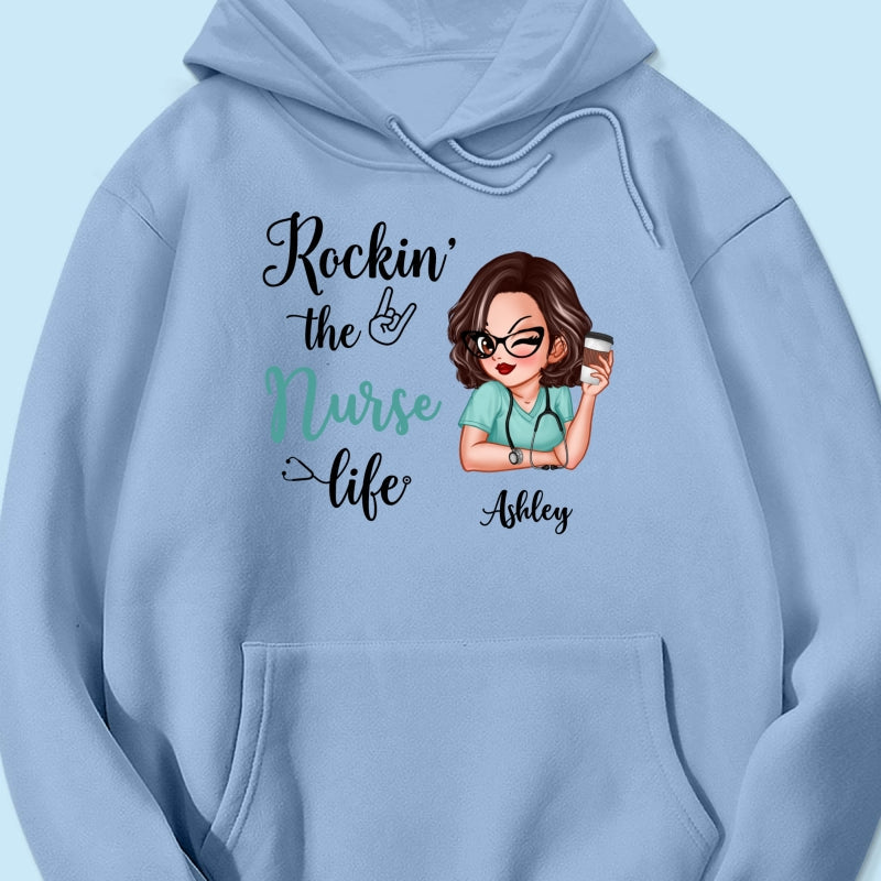 Rockin‘ The Nurse Life Personalized Shirt, Cool Gift For Nurse