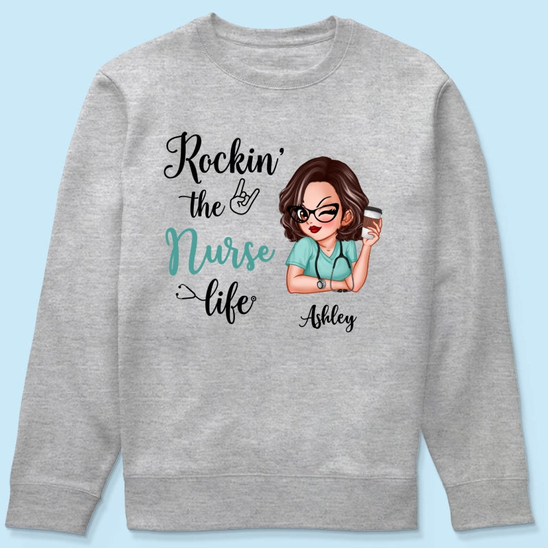 Rockin‘ The Nurse Life Personalized Shirt, Cool Gift For Nurse