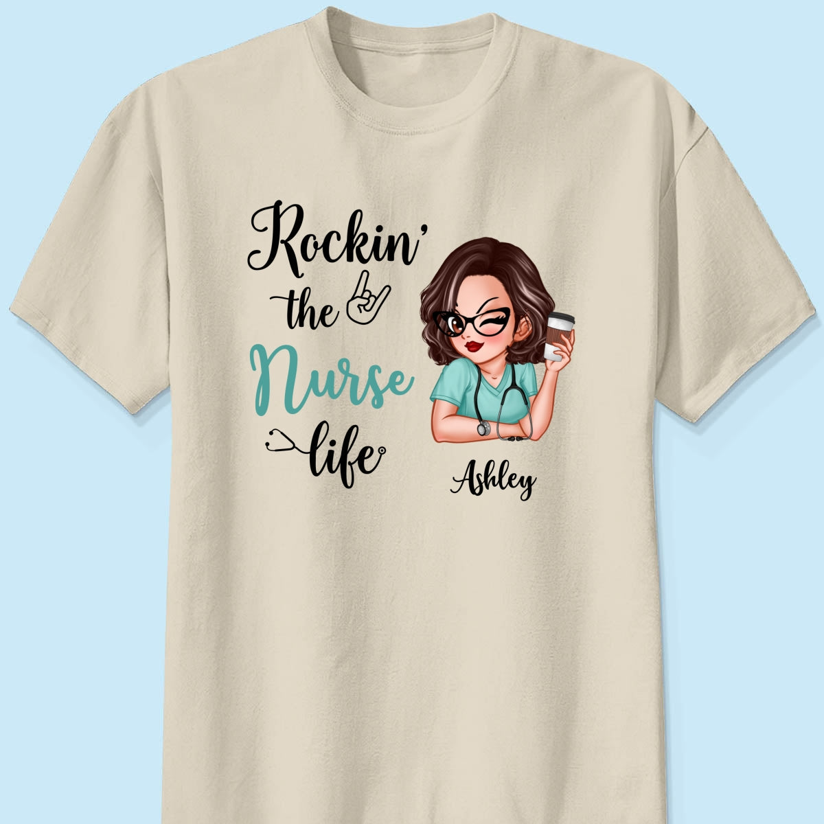 Rockin‘ The Nurse Life Personalized Shirt, Cool Gift For Nurse