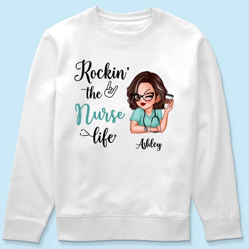 Rockin‘ The Nurse Life Personalized Shirt, Cool Gift For Nurse