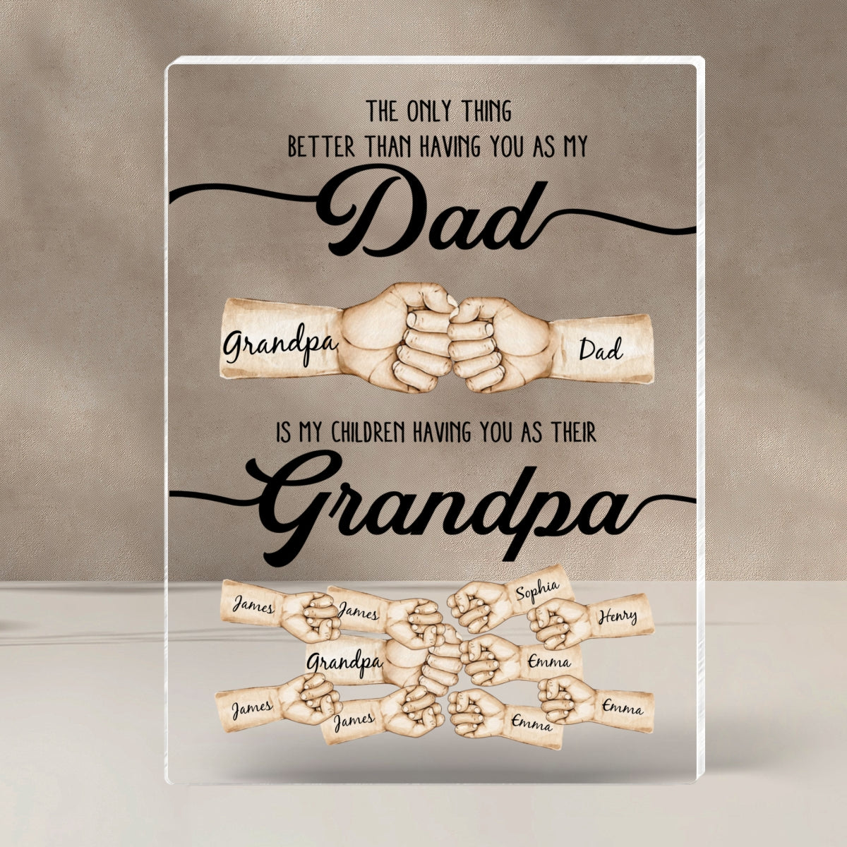The Only Thing Better Than Having You As My Dad Fist Bump Personalized Acrylic Block,  gift for Dad from Daughter from Son