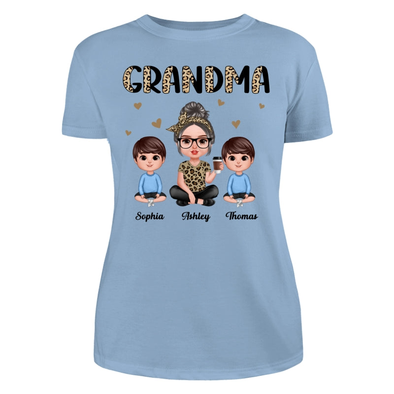 Half Leopard Realistic Doll Grandma Grandkids Personalized Shirt