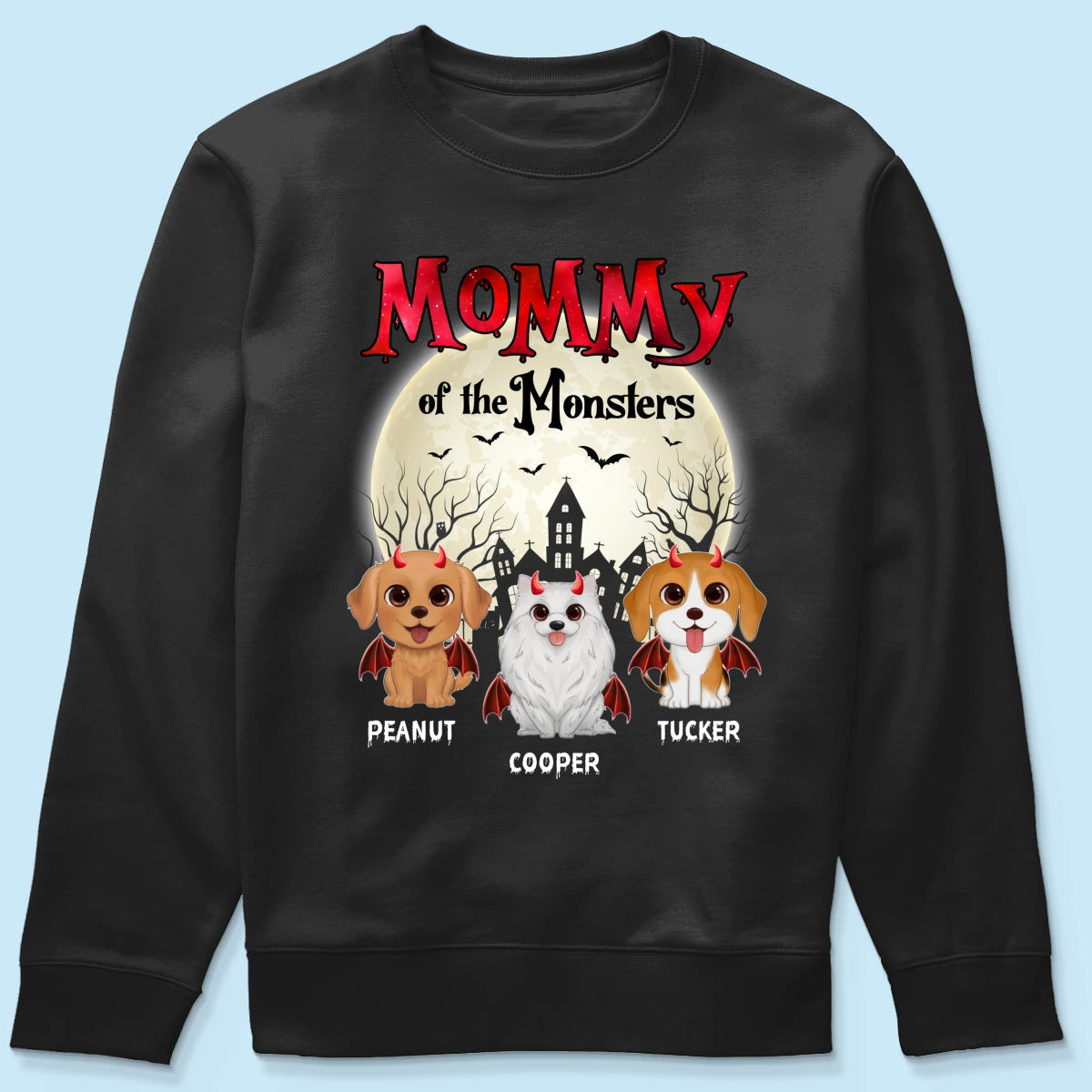 Mommy Of The Monsters Halloween Watercolor Cute Dogs Cats - Personalized Shirt