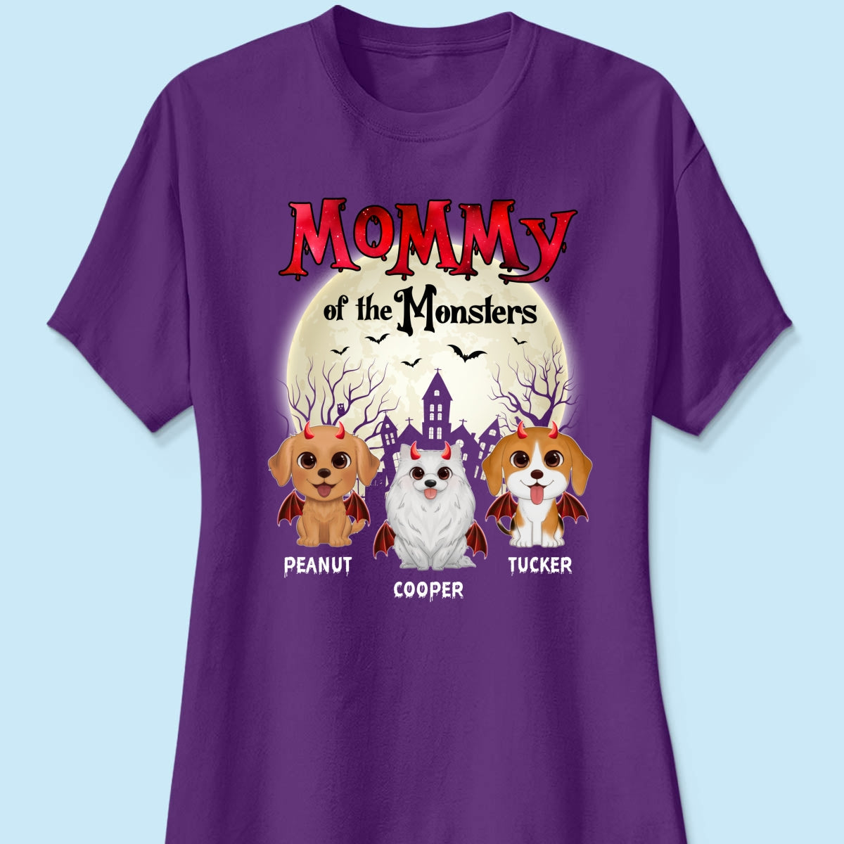 Mommy Of The Monsters Halloween Watercolor Cute Dogs Cats - Personalized Shirt