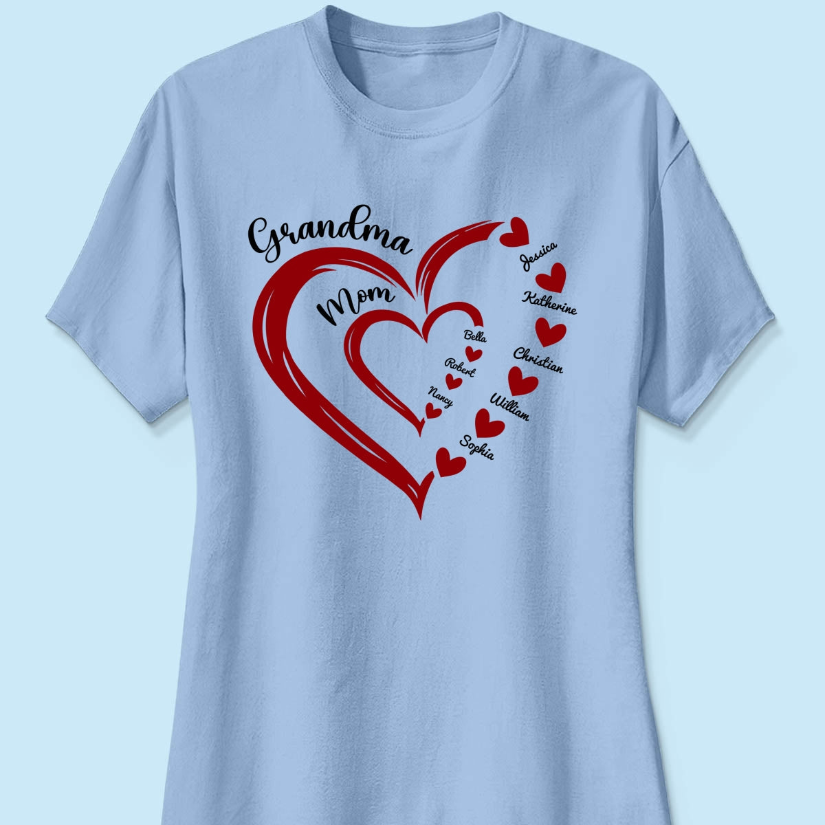 Heart In Heart Mom Grandma Personalized Light Color Shirt