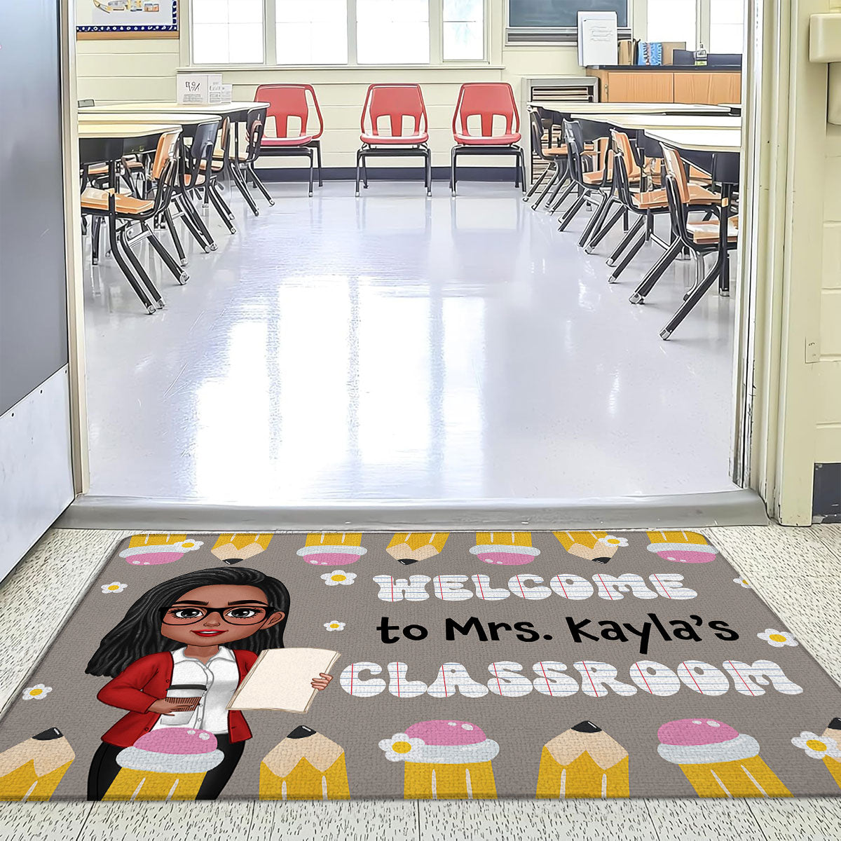 Classroom Decoration Welcome To Teacher Classroom Pencil Personalized Doormat