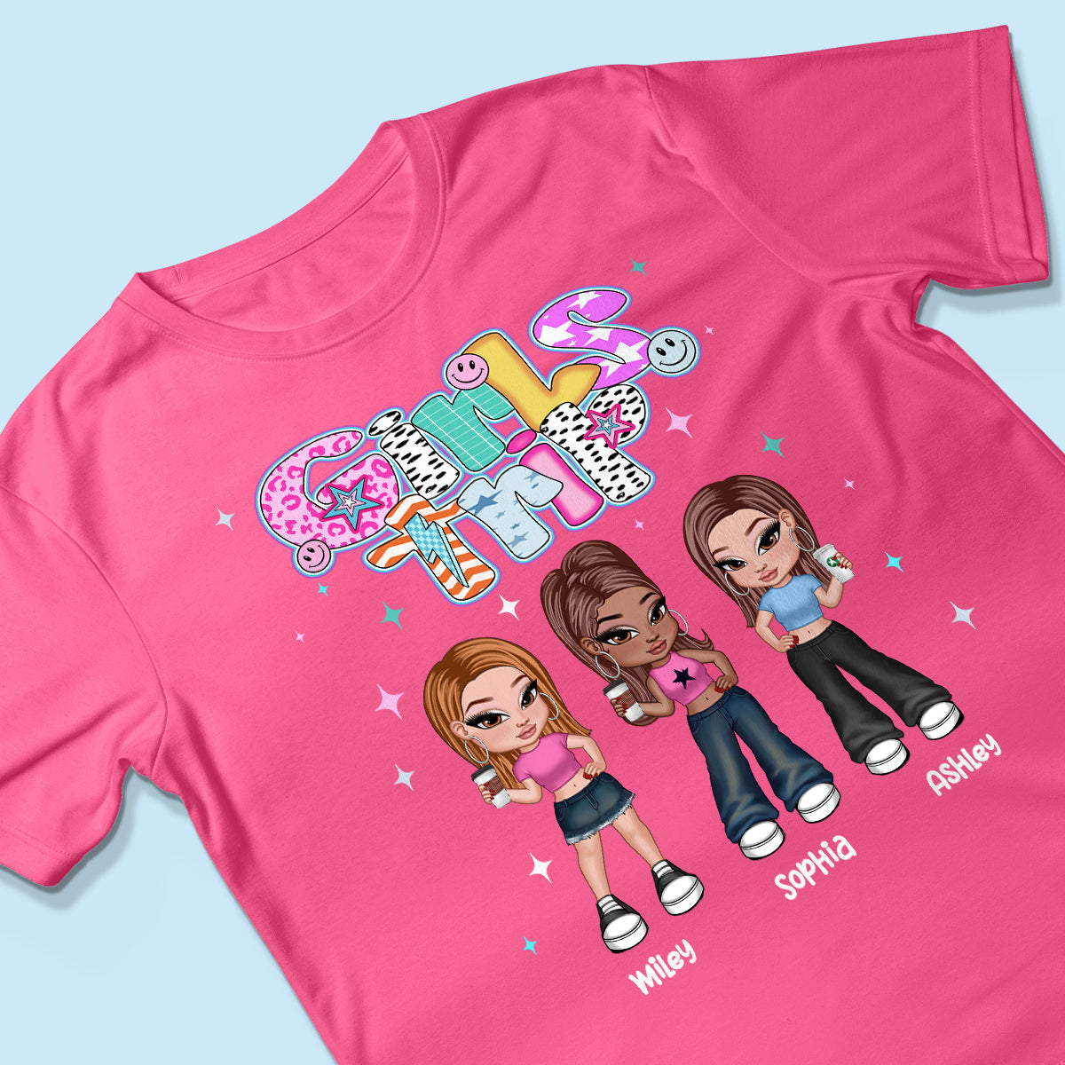 Colorful Preppy Style Y2K Besties Personalized Shirt