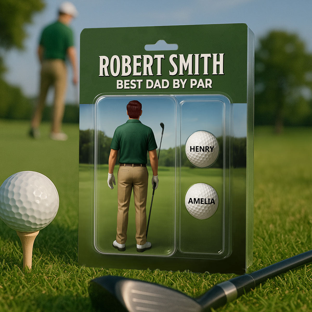 Custom Figure Best Dad By Par With Kids' Names Personalized Acrylic Block Plaque, Perfect  Gift For Dad, For Him, For Golf Lover