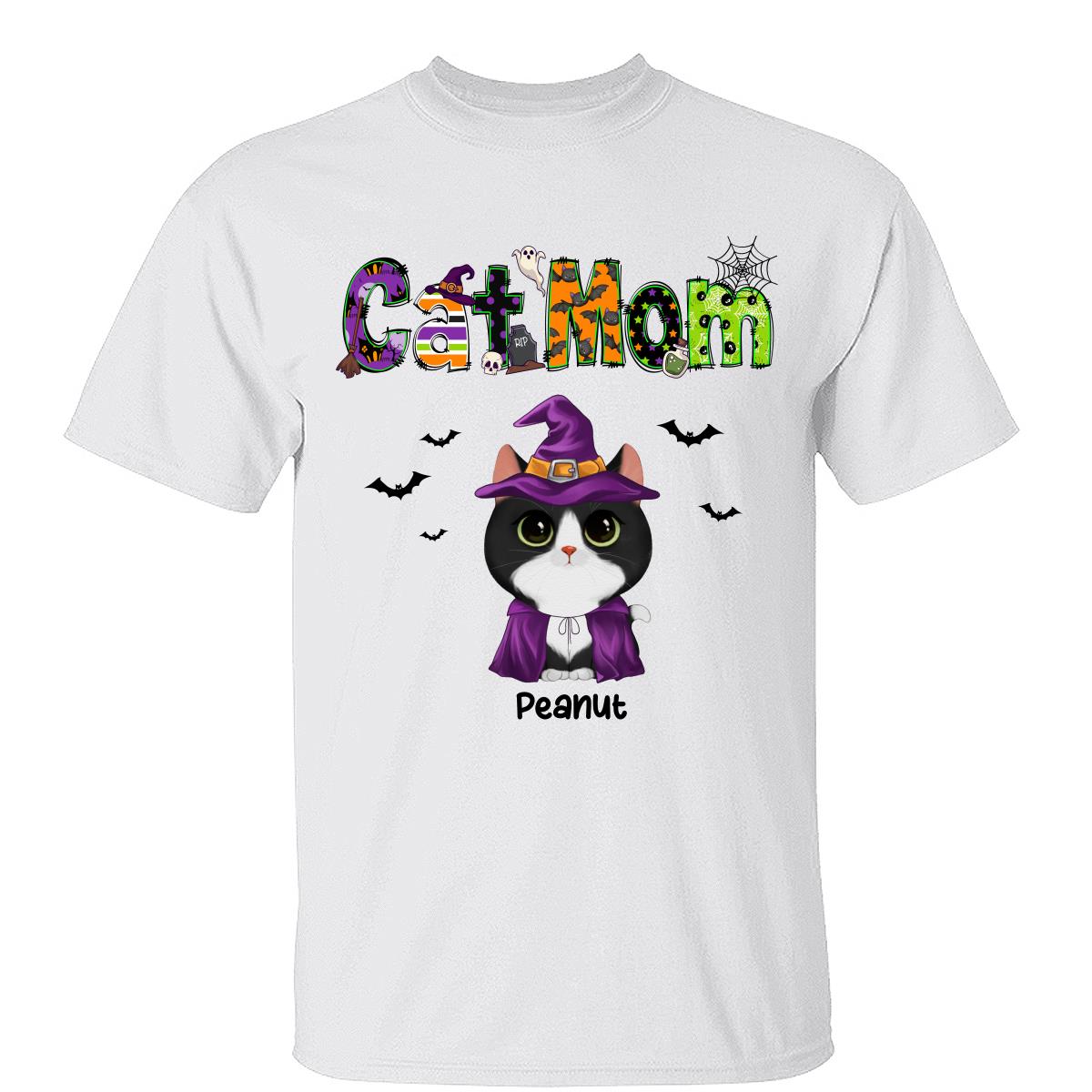 Halloween Watercolor Cute Cats Cat Mom Personalized Shirt