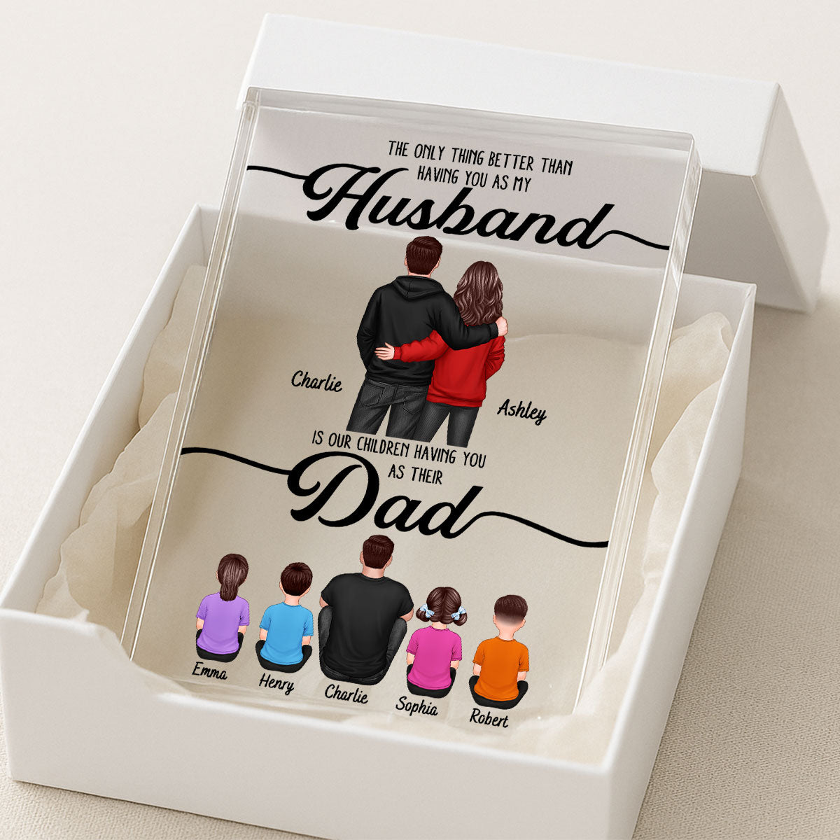 To My Husband Couple, Dad & Kids Personalized Acrylic Block,  gift for Husband