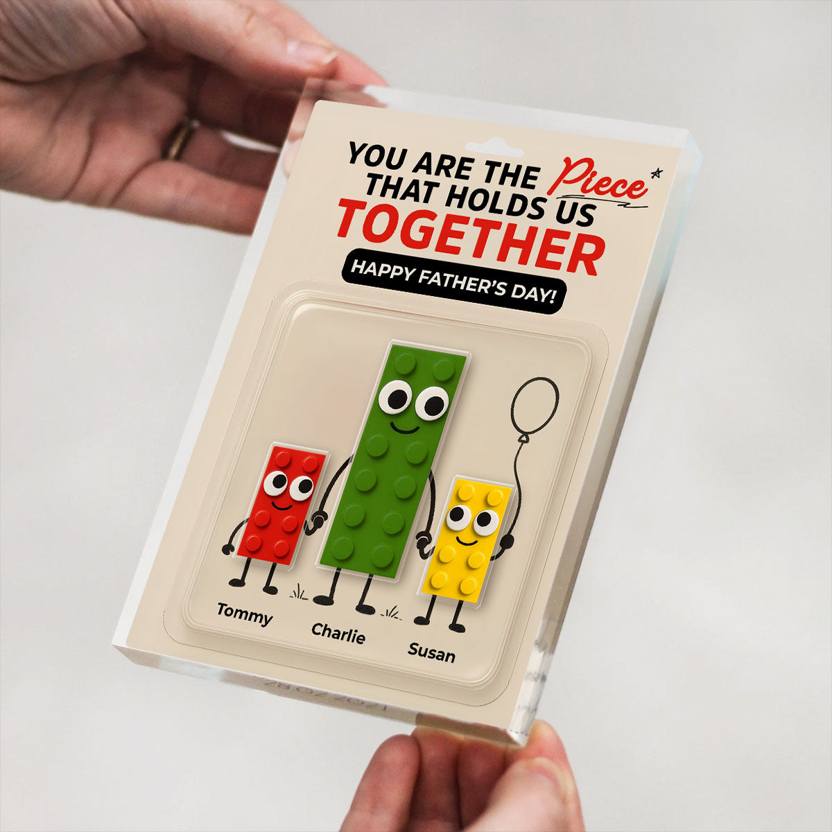 Dad And Kids Puzzle Personalized Toy Box Acrylic Block,  gift for Dad, Gift for Husband