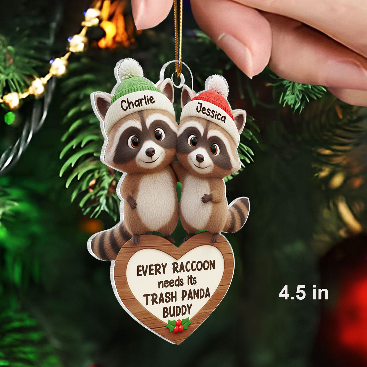 Every Raccoon Needs Their Trash Panda Buddy - Personalized Acrylic Ornament - Christmas Gift for Newlyweds