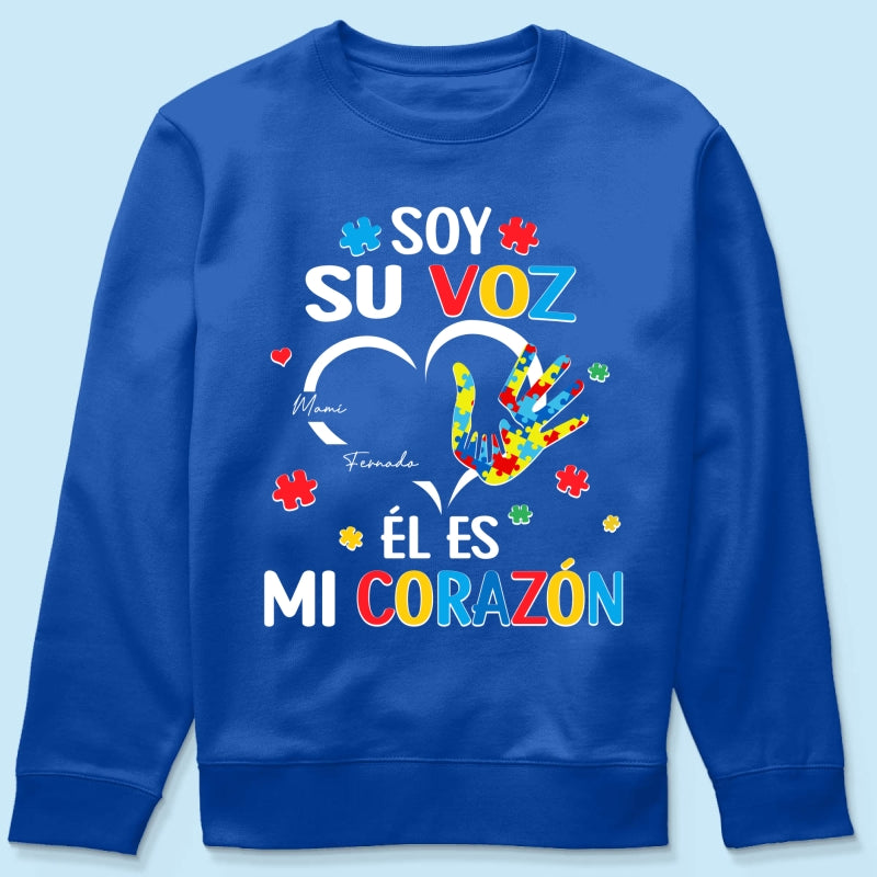 Soy Su Voz l Es Mi Corazn I'm His Voice He's My Heart - Personalized Shirt - Spanish Ver Autism Awareness