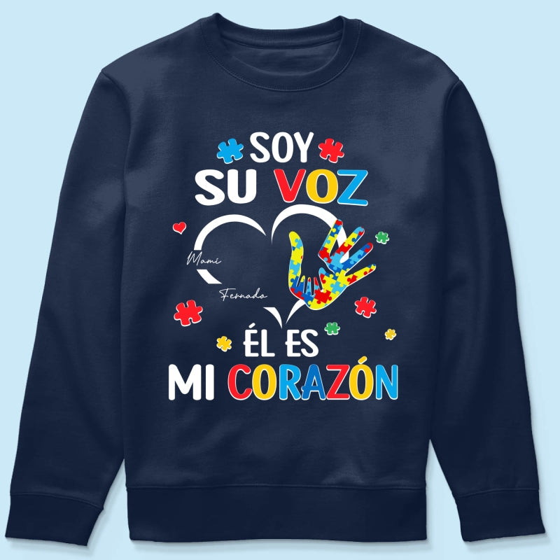 Soy Su Voz l Es Mi Corazn I'm His Voice He's My Heart - Personalized Shirt - Spanish Ver Autism Awareness