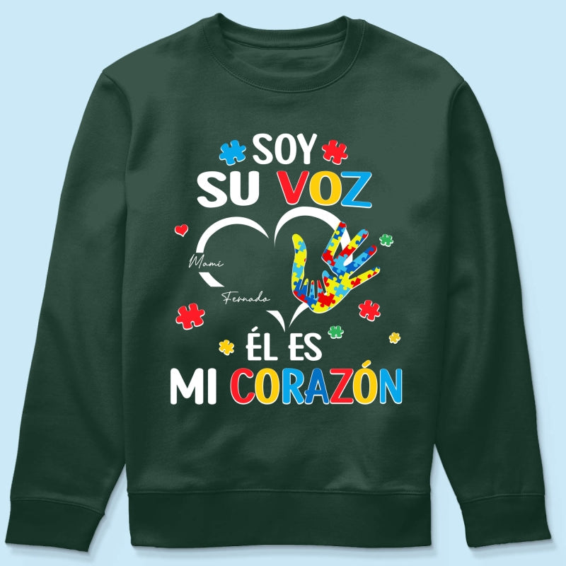 Soy Su Voz l Es Mi Corazn I'm His Voice He's My Heart - Personalized Shirt - Spanish Ver Autism Awareness
