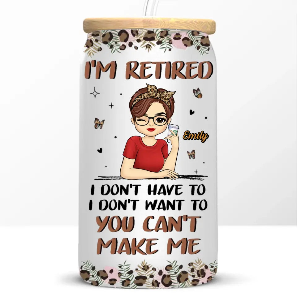 Retire From Work, But Not From Life - Personalized Custom Glass Cup, Iced Coffee Cup - Appreciation, Retirement Gift For Coworkers, Work Friends, Colleagues