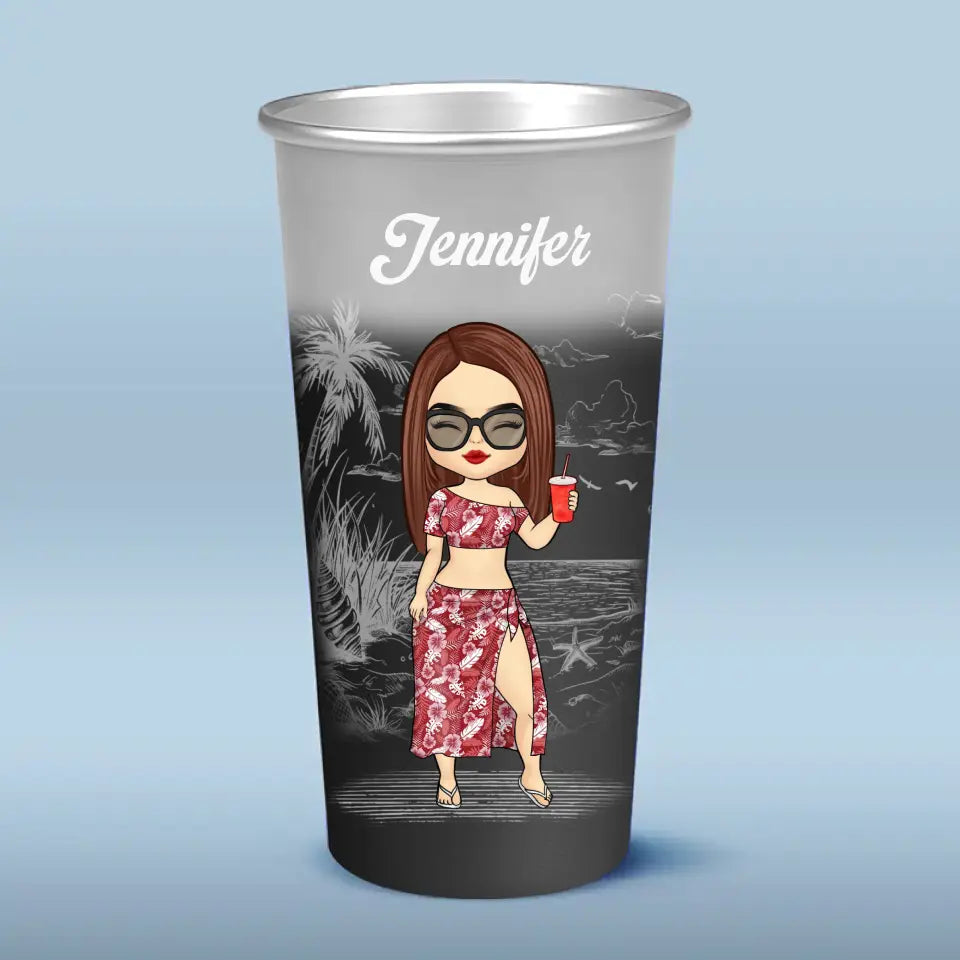 Summertime Is Calling - Bestie Personalized Custom Aluminum Changing Color Cup - Summer Vacation Gift For Best Friends, BFF, Sisters