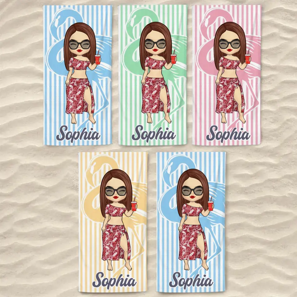 Girls Just Wanna Have Sun - Bestie Personalized Custom Beach Towel - Summer Vacation Gift, Birthday Pool Party Gift For Best Friends, BFF, Sisters