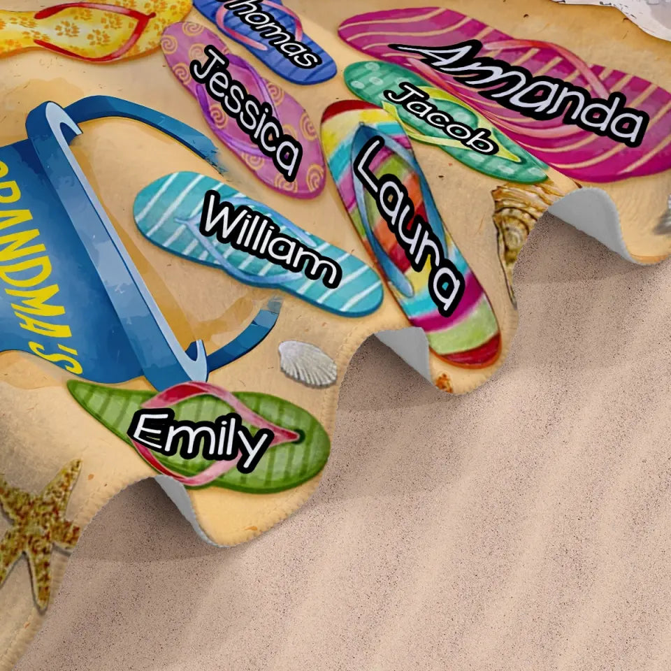 A Grandmother’s Love Knows No Distance - Family Personalized Custom Beach Towel - Summer Vacation Gift, Birthday Pool Party Gift For Grandma